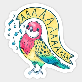 Eastern Rosella Parrot Screaming as Tattoo Flash Sticker